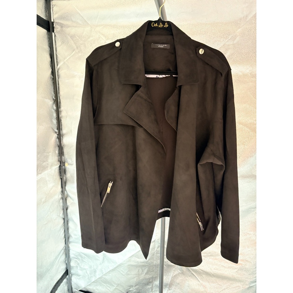 Tahari Black‎ Faux Leather Jacket Sz 3X 241756 (0006)